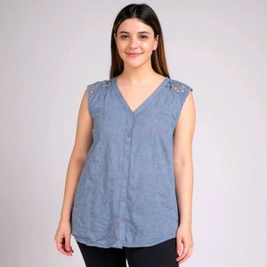 sky blue top