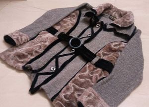 Elegant Grey Patterned Winter Coat
