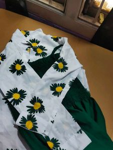 Green Dress &amp; Floral Top Set