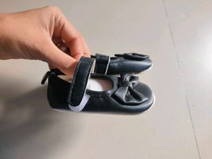 Baby Girl Black Bow Shoes