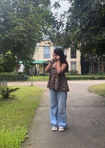 Floral Peplum Top & Jeans