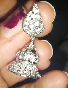 Pure silver jhumkas with zirconia