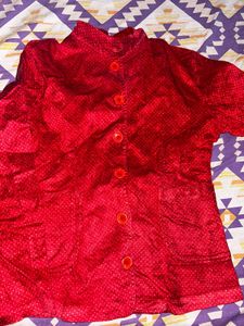 Red Button-Down Jacket Coat