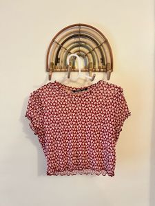 Cute Heart Print net  Crop Top