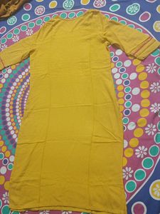 Mustard Colour Straight Fit Kurta For Women