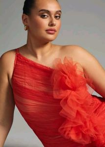 Orange Ruffle Bodycon Mermaid Dress 🎀