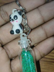 Panda &amp; Glitter Bottle Keychain