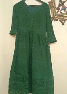 Forest green Lace pattern Dress