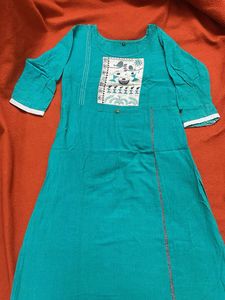 Stylish Teal Embroidered Kurta