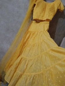 Lehenga With Slit Kurti And Dupatta