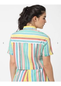 Only Multicoloured Cropped Shirt Top