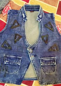 Denim Or Green Partywear Jaket Combo