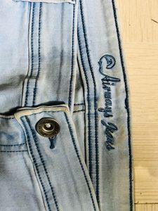 Light Blue Distressed High-waist Jeans