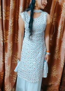 White Plazo Set