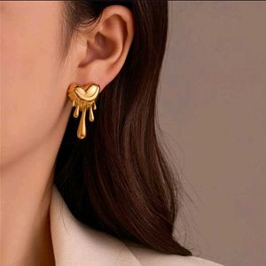 Anti Tarnish Heart With Drop Earrings
