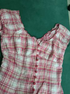 Pink Plaid Ruffle Top
