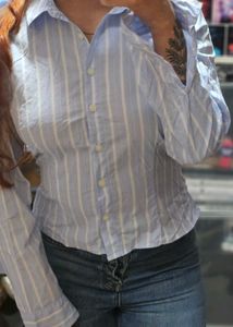 Striped Button-Down Fitted Shirt