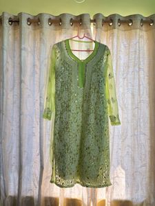 Lime Green Chikankari Kurti