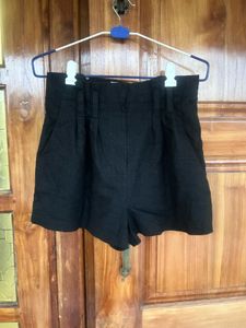High Waist Linen Short