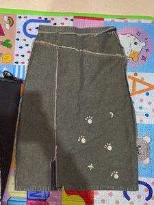 Denim Skirt with Embellishments