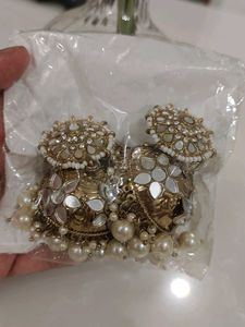 Mirror and pearl Jhumka