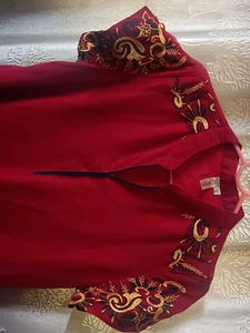 Red Embellished Tunic Top