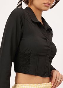 K-Chic Smocked Fitted Crop Shirt StyleTop