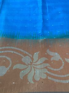 New Sea Blue And Mango Yellow Saree For Grabs