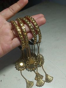Golden Bangles with Charms