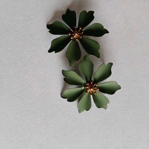 Green Flower Earrings