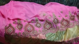 Pink and Golden Two Colour Saree For Festive wear
