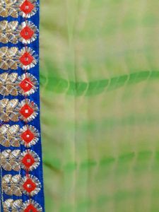 Light Green Saree With Blue Blouse