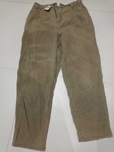 Khaki Cotton Denim Casual Pants
