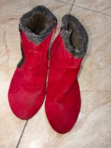 Red Suede Ankle Boots