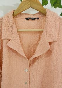 Peach Textured Crop Top