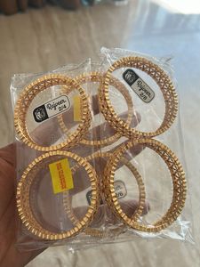 Gold-toned Floral Bangle Set