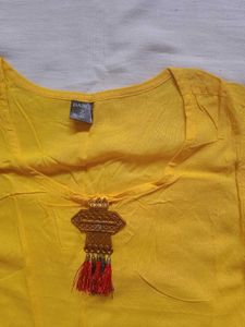 A-line yellow kurti