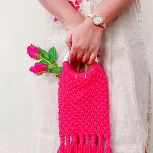 Handmade small bag with round handle