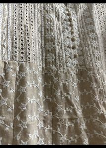 Chiku Colour Pure Chikankari Kurti Gown .