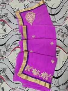 Purple & Gold Embroidered Saree