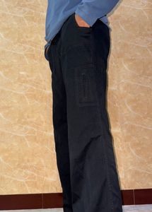Black colour bell bottom original cargo pant