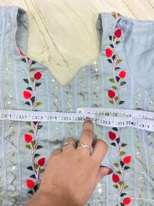 Powder Blue Floral Embroidered Salwar Kameez