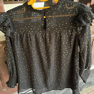 Black &amp; Gold Polka Dot Top