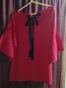 Boat Neck Red Top