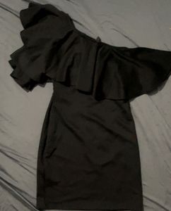 Black Ruffle One-Shoulder Dress