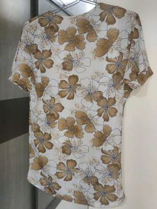 White Casual Floral Top