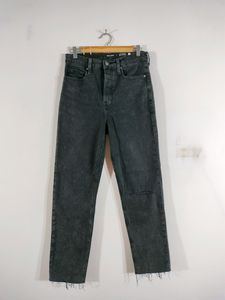 Old Navy Charcoal Color Straight Distressed Jeans