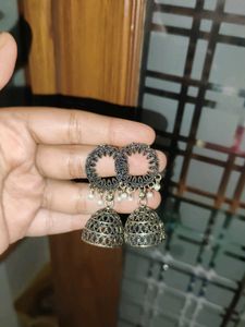 Antique Silver Jhumka Earrings
