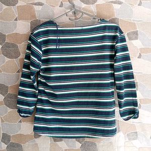 Classic Striped Boat Neck Long Sleeve Top