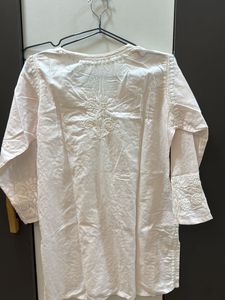 light pink chikankari short Kurta